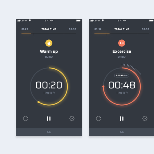 Redesign a popular fitness timer app Design by Softsea