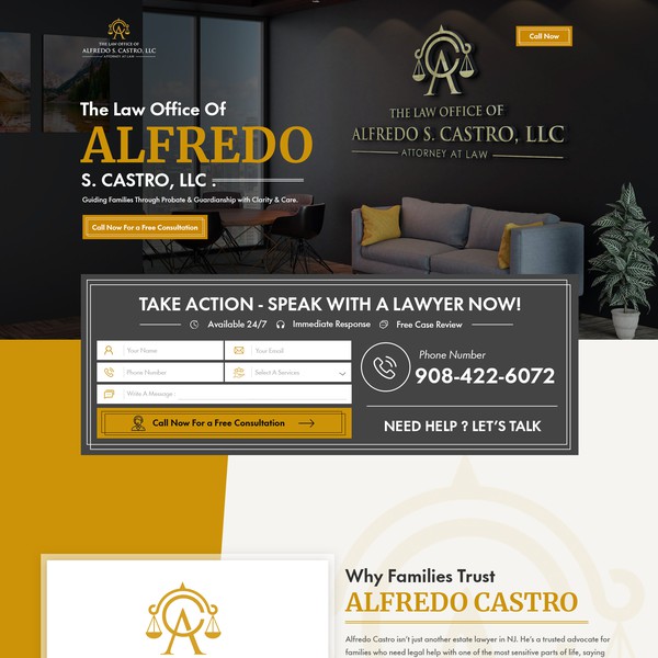 Landing Page Design for The Law Office of Alfredo S. Castro, LLC