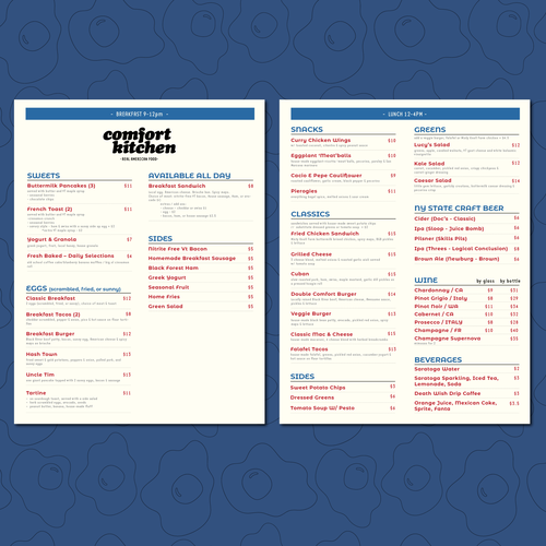 Designs Design a cool new menu for a breakfast & lunch spot in