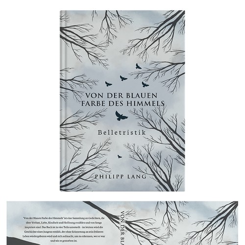 "Of the Blue Color of The Sky": Book cover for a collection of poems on themes such as loss, love, childhood and hope Design by desainbagus3