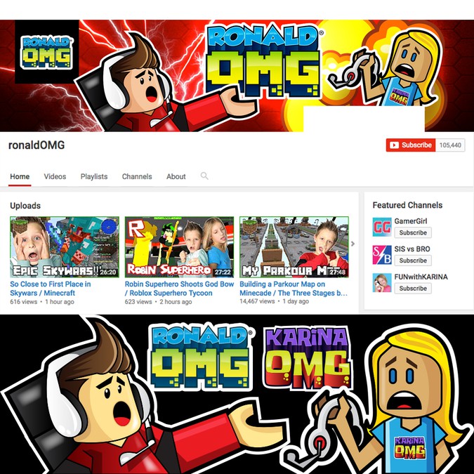 Create A Fun Kid Friendly Logo And Channel Art For Youtube - karina and ronald playing roblox and a baby game