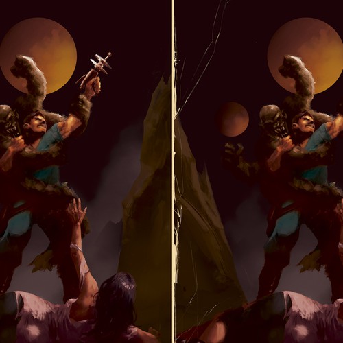 70's style science-fantasy custom art for book cover Design by licarto