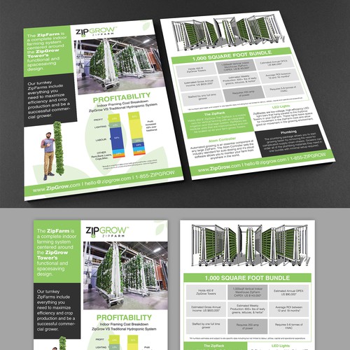 Brochure design for indoor, vertical hydroponic farm Design by Logicainfo ♥