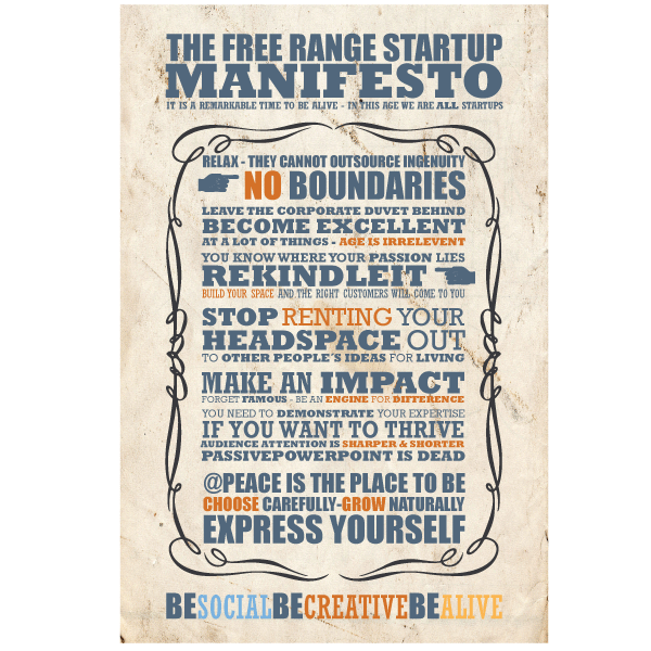 Design by Neilko73 titled "Design the poster which launches the Free Range Startup movement"