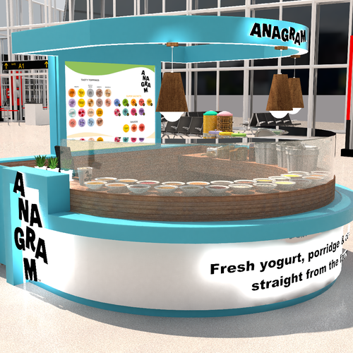 Design a 3D render for food serving kiosk Design by Ann Davis