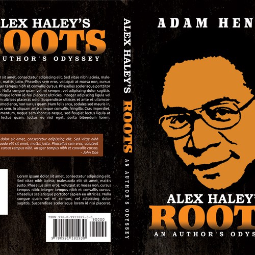 Create a 1970s retro book cover for biography of Alex Haley, author of "Roots." Design by Cover Belle