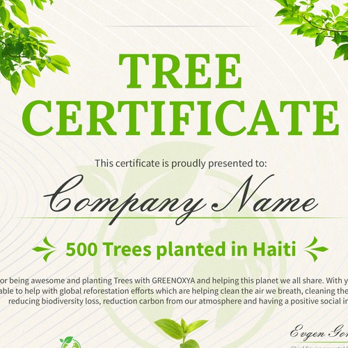 Evgen GordinskiさんのTree Certificateデザイン