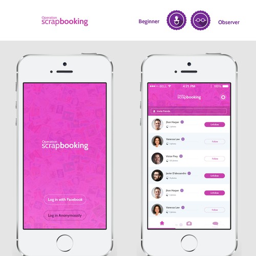 "Operation Scrapbook" - App for scrapbookers Design by Marcelo UI Design