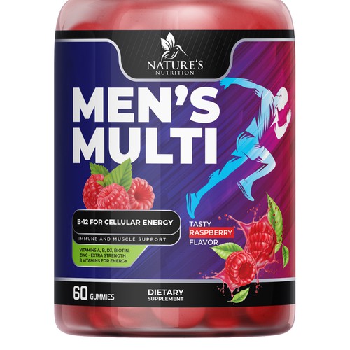 Designs | Men's Multivitamin Gummies label design needed for Nature's ...