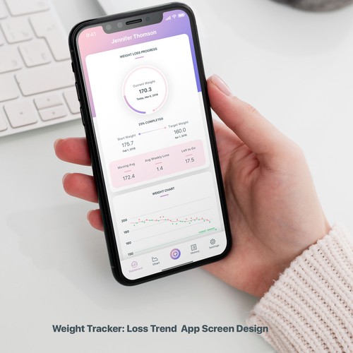 Design simple, professional UI for a Weight Tracker app Design by Si Thu A