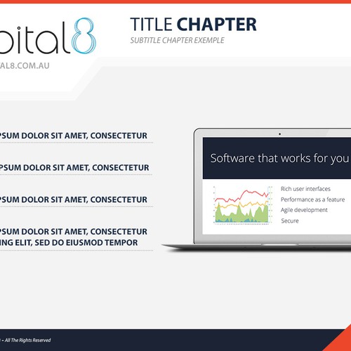 Create a new powerpoint template for our software company to show off to our clients. Design by moniquecorrea