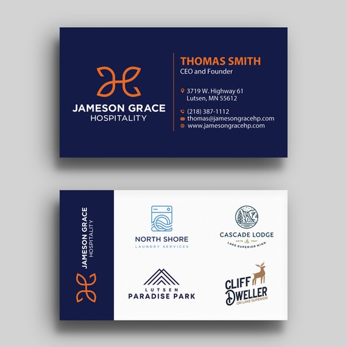 Create a modern and clean business card for a parent company with 4 subsidiaries Design by Rskylight