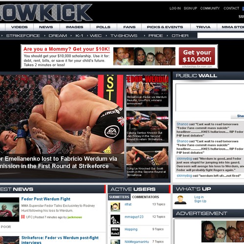 Awesome logo for MMA Website LowKick.com! Design by mike1022
