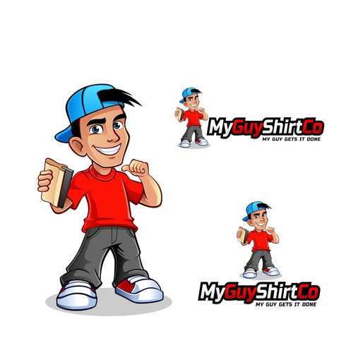 Design a cartoon guy logo for t-shirt printing company Design by DZenhar Studio