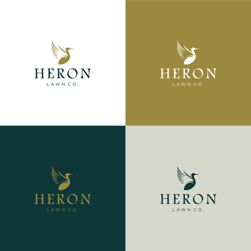 Modern Lawn Care Business with Heron Design by may_moon