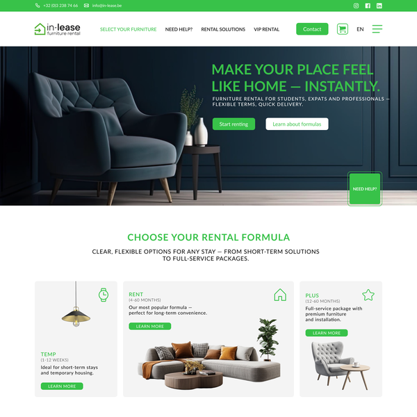 Homepage redesign for furniture leasing company
