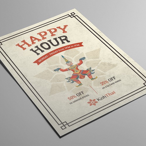 Happy Hour Poster for Thai Restaurant Réalisé par Nikguk