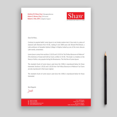 Letterhead for Divorce & Family Law Firm; Modern, Conservative Design Design by Rifat Sarkar