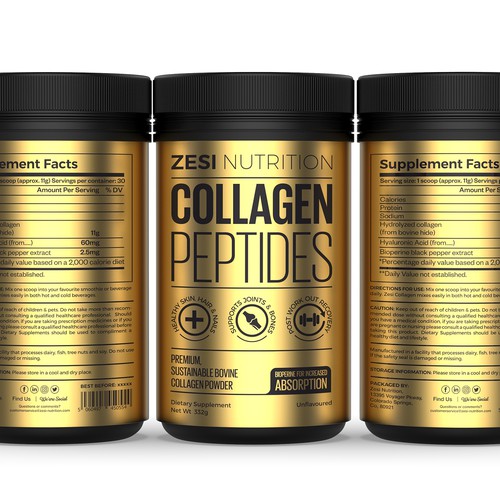 Design an attention grabbing, modern label for our collagen supplement Design by Imee008