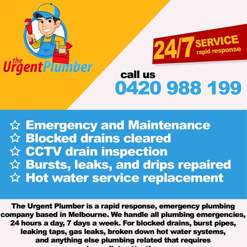 Create the next postcard or flyer for The Urgent Plumber Design by prockaz