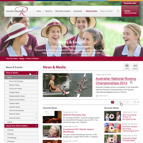 SharePoint Intranet Design for Private Girls School Design by rain is well