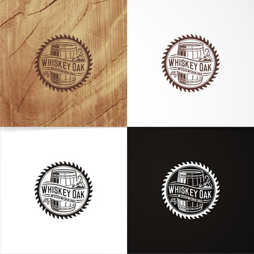 Powerful, vintage, whiskey inspired logo for woodworking company Diseño de Rasyid