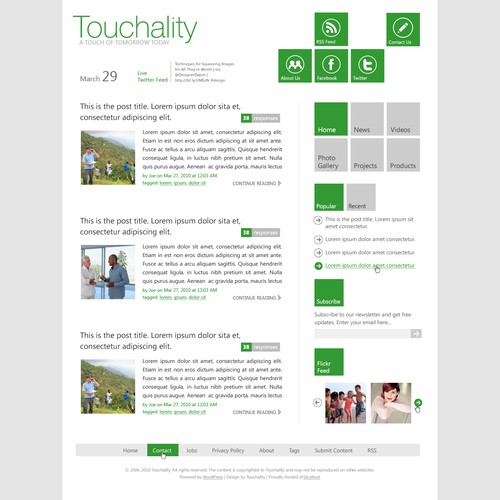 Design for Windows Phone 7 Metro UI Wordpress Theme Design by jasin242