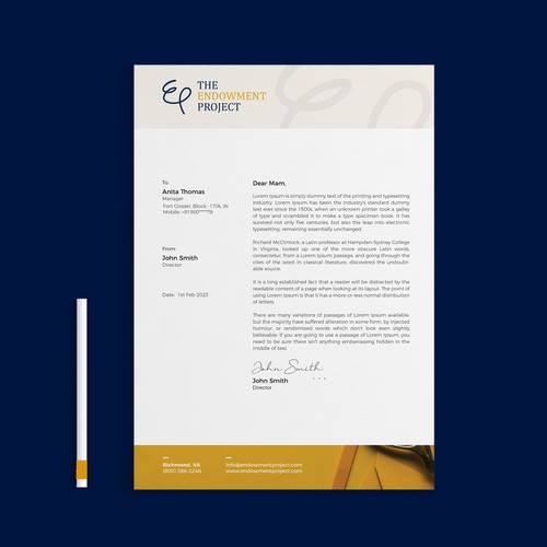 Clean, simple note design, The Endowment Project Design by (VEER)