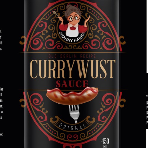 Finest hot curry sauce for german / berlin currywurst: Granny Hanna brings Yummi! Design by Emran Hayat