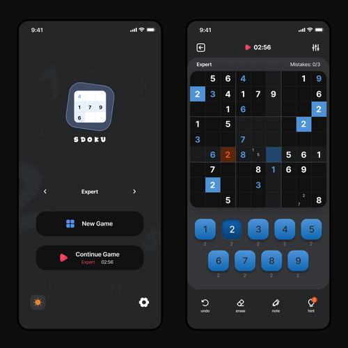 Elegant Sudoku game app design Design by Graphic Human