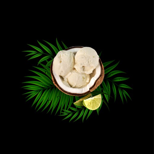 Design a graphic image for the BEST TASTING vegan ice cream manufacturer (kubé) and brand in Oakland Diseño de NKapich