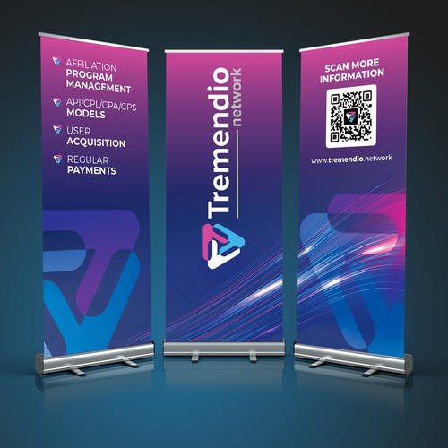 Triangular banner for trade show Design by SoftSkills