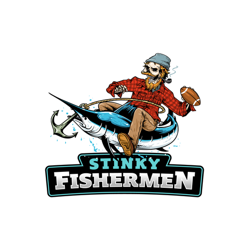 Fierce, fun, and funky fisherman logo to appeal to men Design by jagokandank