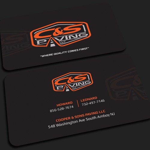 We are an asphalt paving company  card with character, style, stands out from everyone nothing bland no white ,add stuff Design réalisé par CurveSky™ ☑️