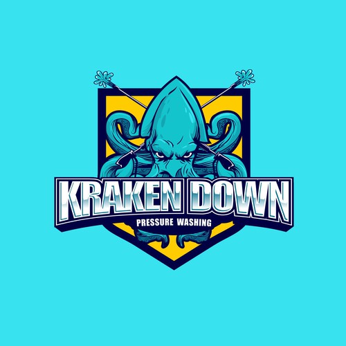 I need a powerful design for Kraken down pressure washing. Design by F.canarin