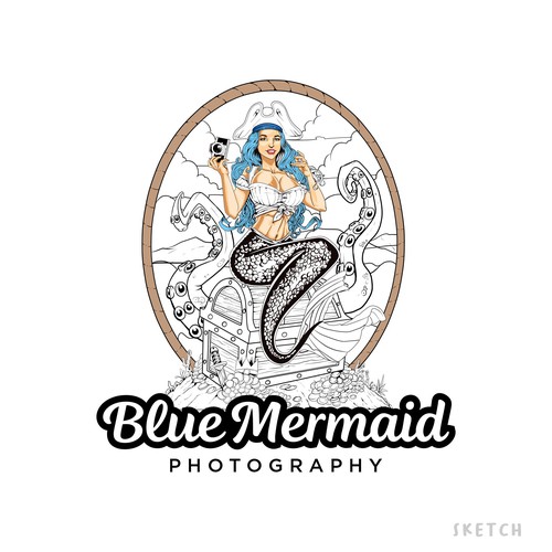 Blue Mermaid Design by Hadeboga Studio