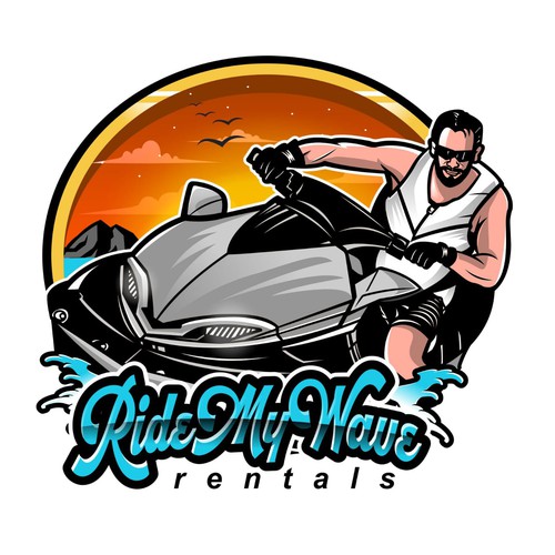 "cool", "edgy", "fun" jet ski company logo. Design by Ruthless std