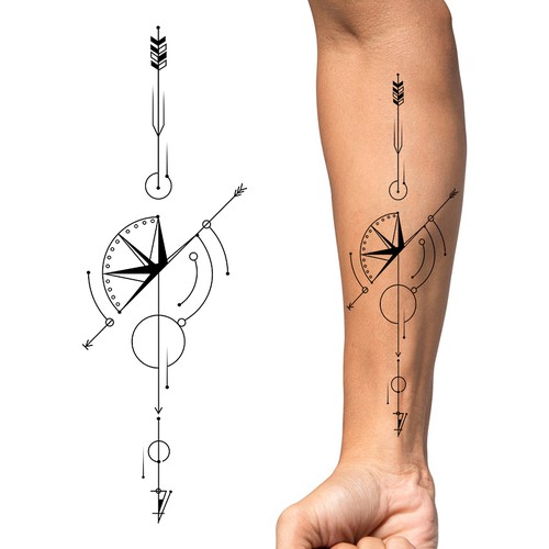 Design geometric arrow compass Tattoo Design by elimma