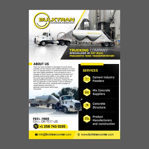 Trucking company marketing flyer Design by Logicainfo ♥