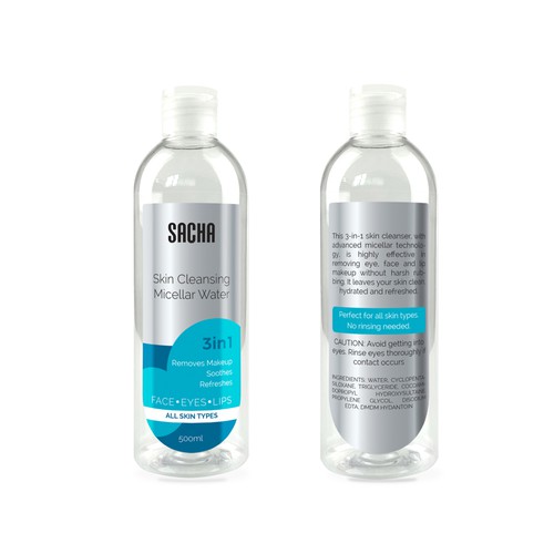 Sacha Micellar Water bottle 500ml Design by Shisiouk