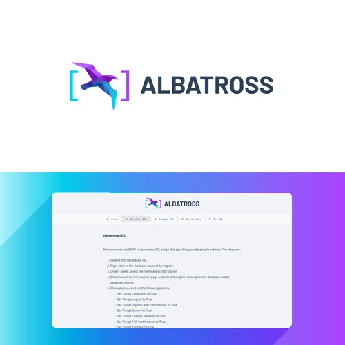 Create a logo for Albatross, a database migration tool. Design réalisé par eshtiyak™