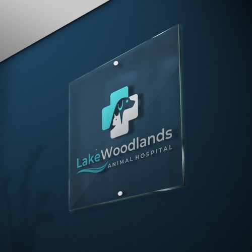 Veterinary logo design for a small animal hospital located next to a lake! Design by Leona