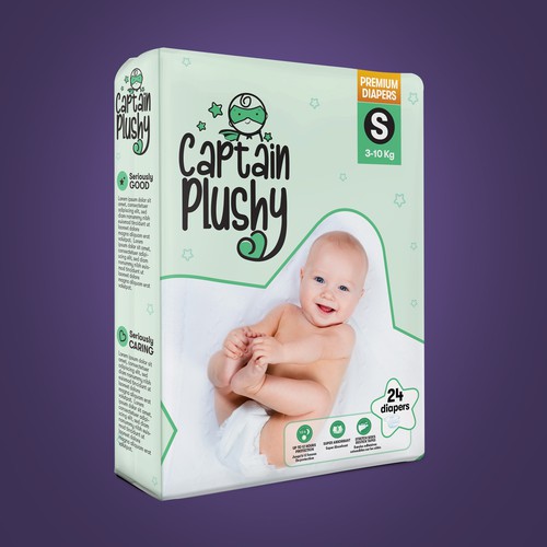 Packaging for playful baby diapers brand Design by Design Studio72