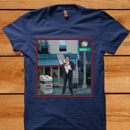 CREATE A MITT ROMNEY ELECTION T-SHIRT FOR NEWS MAKEUP, A SATIRICAL NEWS STARTUP WEBSITE  Design by stormyfuego