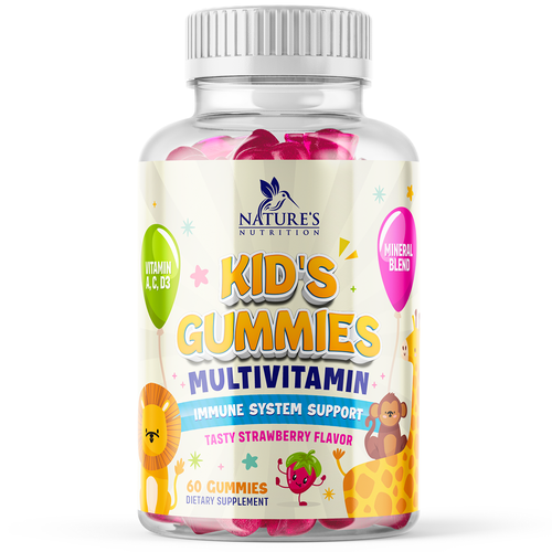 Tasty Kids Multivitamin Gummies Product Label for Nature's Nutrition Design by ZAKIGRAPH ®