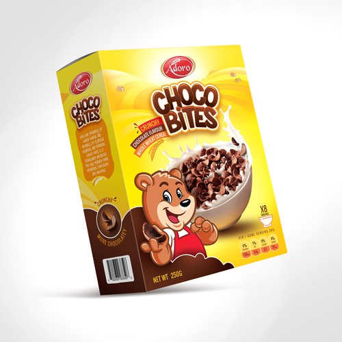 Design a kid friendly packaging (box) for our cereal brand Design by Designer Amrita