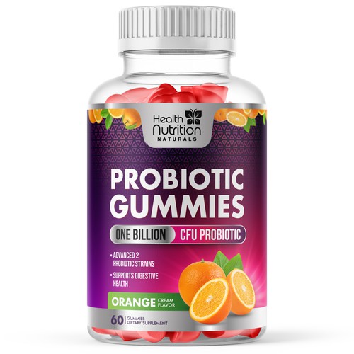 Healthy Probiotic Gummies Label needed for Health Nutrition Design réalisé par GayanMH