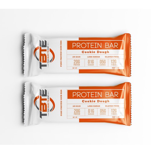 Design a unique protein bar wrapper for Too Busy To Eat Design by Space pilot