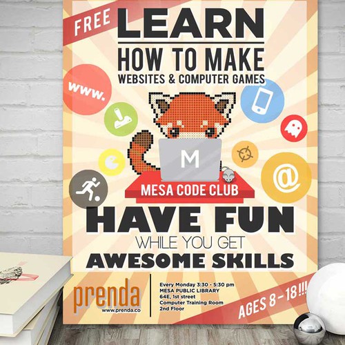 Design a fun, attractive poster for a kids code club | Poster contest