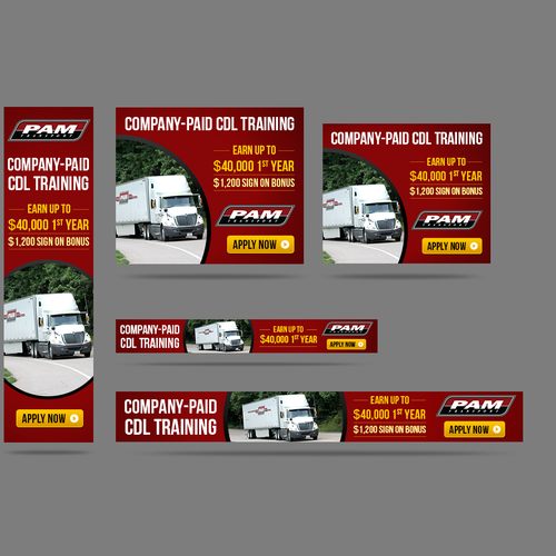 Keep on trucking! Create banner ads for truck driver recruitment. Design by T Creative